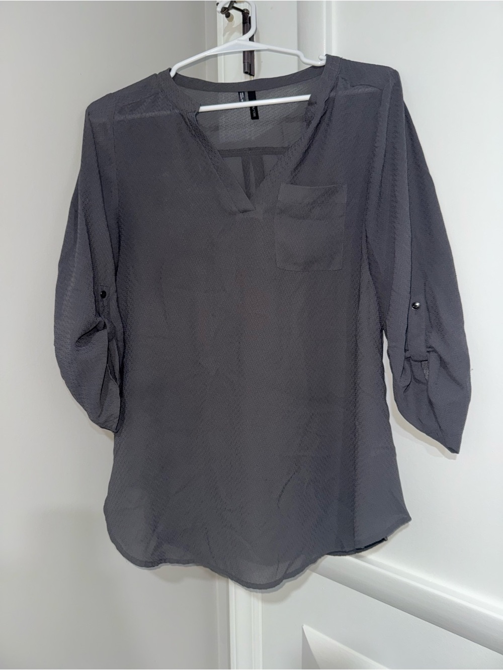 Maurices Charcoal Gray Split-Neck Tunic Blouse